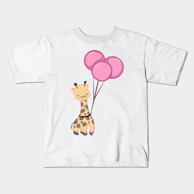 Love Giraffe Kids T-Shirt by broadwaymae